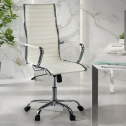 Sedia ufficio design Vogue, Struttura cromata, schienale alto