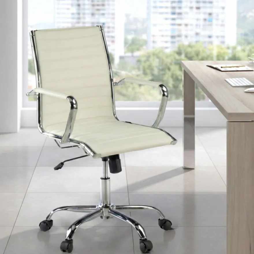 Sedia ufficio design Vogue, Struttura cromata, schienale basso
