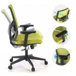 Sedia Ufficio Ergonomica Verdi, braccioli regolabili, supporto lombare,