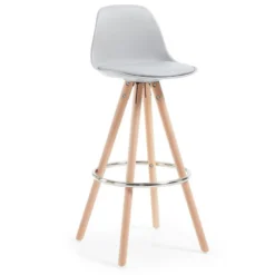 Sgabello alto Norway con gambe in legno, design scandinavo