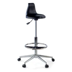 Sgabello da lavoro con schienale Polytec, ergonomico