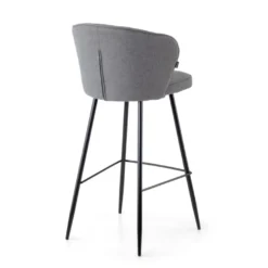 Sgabello imbottito Martina, gambe in acciaio con poggiapiedi