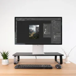 Supporto monitor da scrivania, base in acciaio