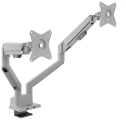 Supporto monitor scrivania doppio con porta USB, alluminio, 2 schermi